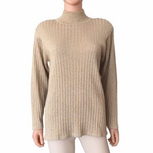 NWOT Vintage Lisa originals gold metallic turtleneck sweater